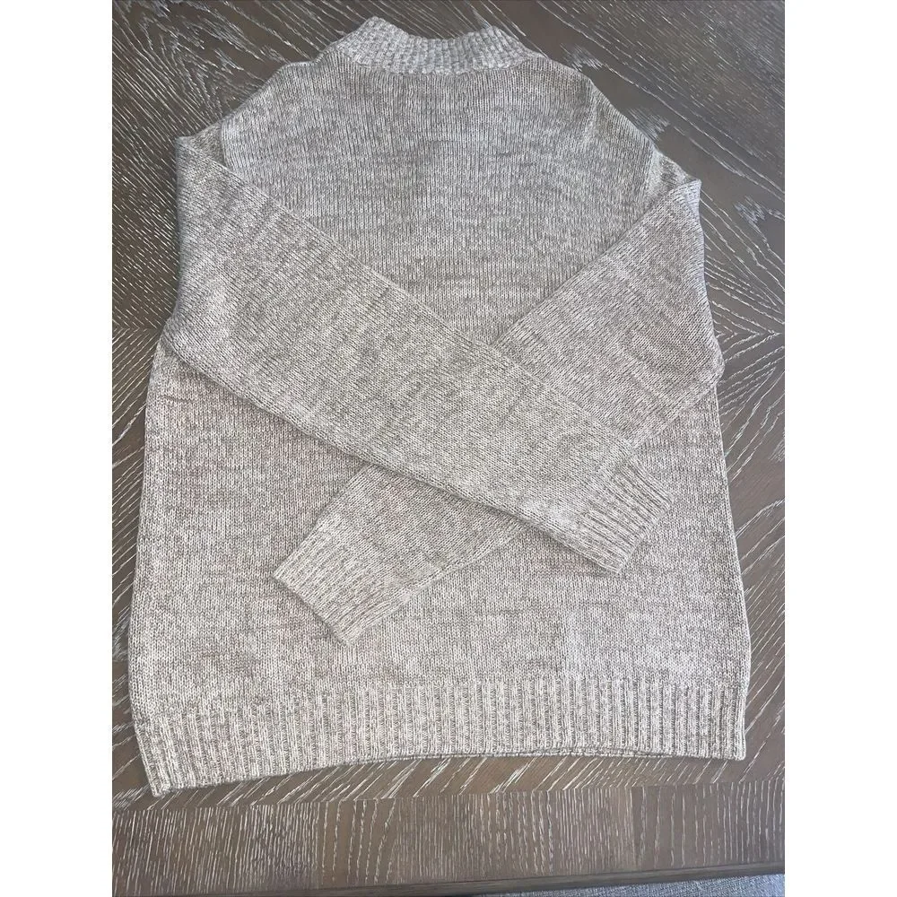 Chaps 1/4 Button‎ Sweater Suede Elbow Pads Long Sleeve EUC Beige/Brown FAST SHIP